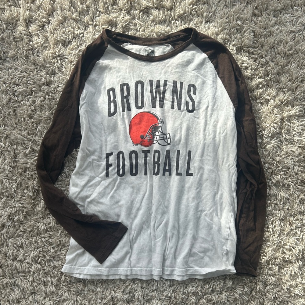 NFL Cleveland Browns Long Sleeve Tee - White and Brown